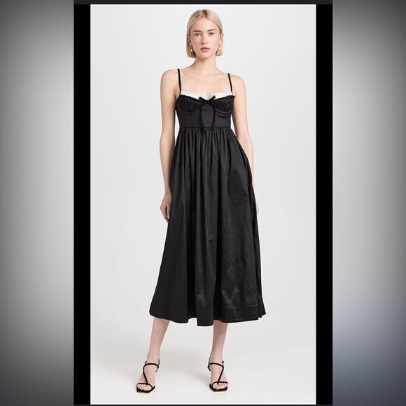 For Love And Lemons Dresses & Skirts - For Love And Lemons Doris Taffeta Midi Corset Dress Black White Lace Medium NWT
